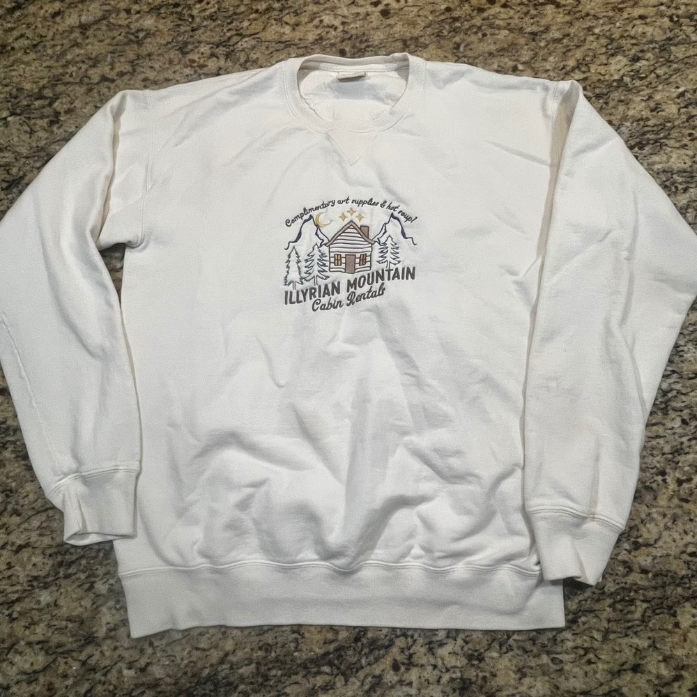 Comfort Wash Hanes Illyrian Mountain Cabin Rentals Sweatshirt White Medium
